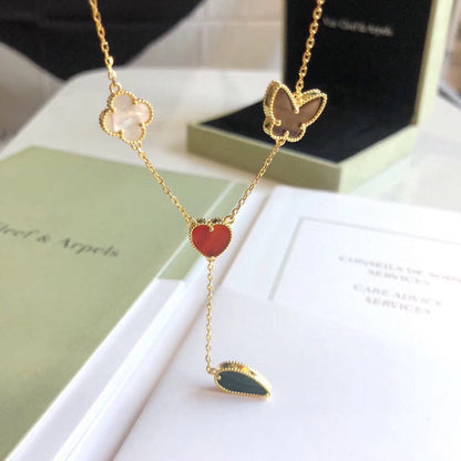 [Jewelicorn]LUCKY SPRING 4 MOTIFS ROSE GOLD NECKLACE