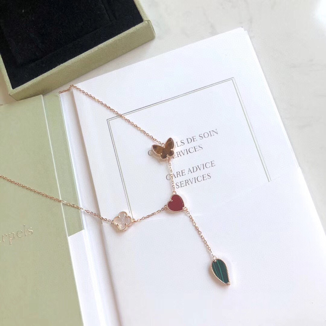 [Jewelicorn]LUCKY SPRING 4 MOTIFS ROSE GOLD NECKLACE