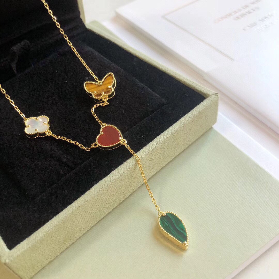 [Jewelicorn]LUCKY SPRING 4 MOTIFS ROSE GOLD NECKLACE