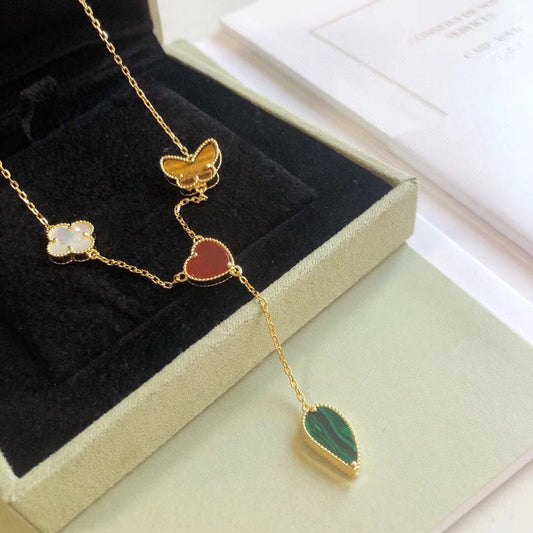 [Jewelicorn]LUCKY SPRING 4 MOTIFS ROSE GOLD NECKLACE