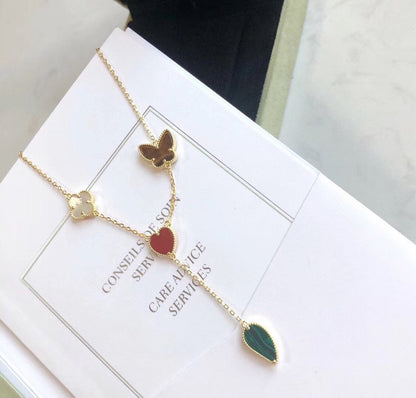 [Jewelicorn]LUCKY SPRING 4 MOTIFS ROSE GOLD NECKLACE