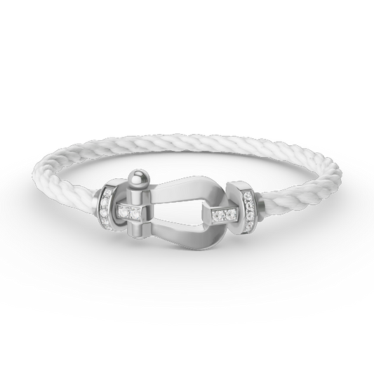 [Jewelicorn]FORCE LARGE HORSESHOE HALF DIAMOND BRACELET SILVER