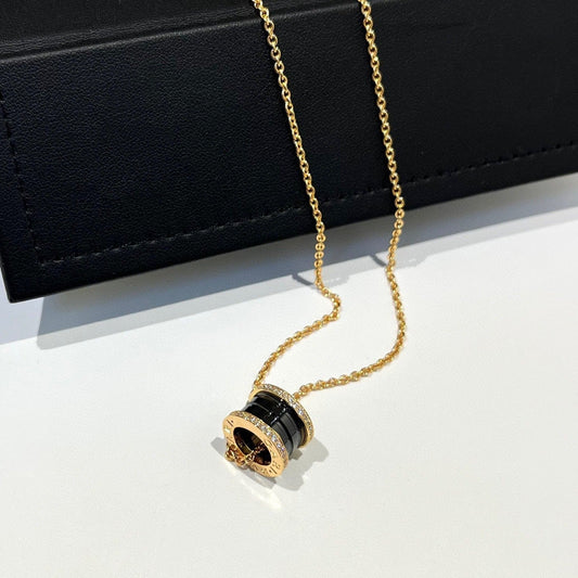 [Jewelicorn]ZERO 1 BLACK CERAMIC DIAMOND PINK GOLD NECKLACE
